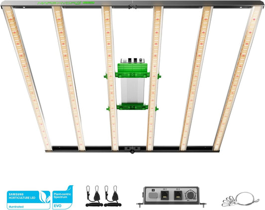 MARS HYDRO FC6500 730W Samsung LM301H EVO LED Grow Light 5x5, 1530Pcs Diodes with Smart Control Function, 730W Full Spectrum Foldable Dimmable Daisy Chain Grow Lights Bar for Indoor Growing