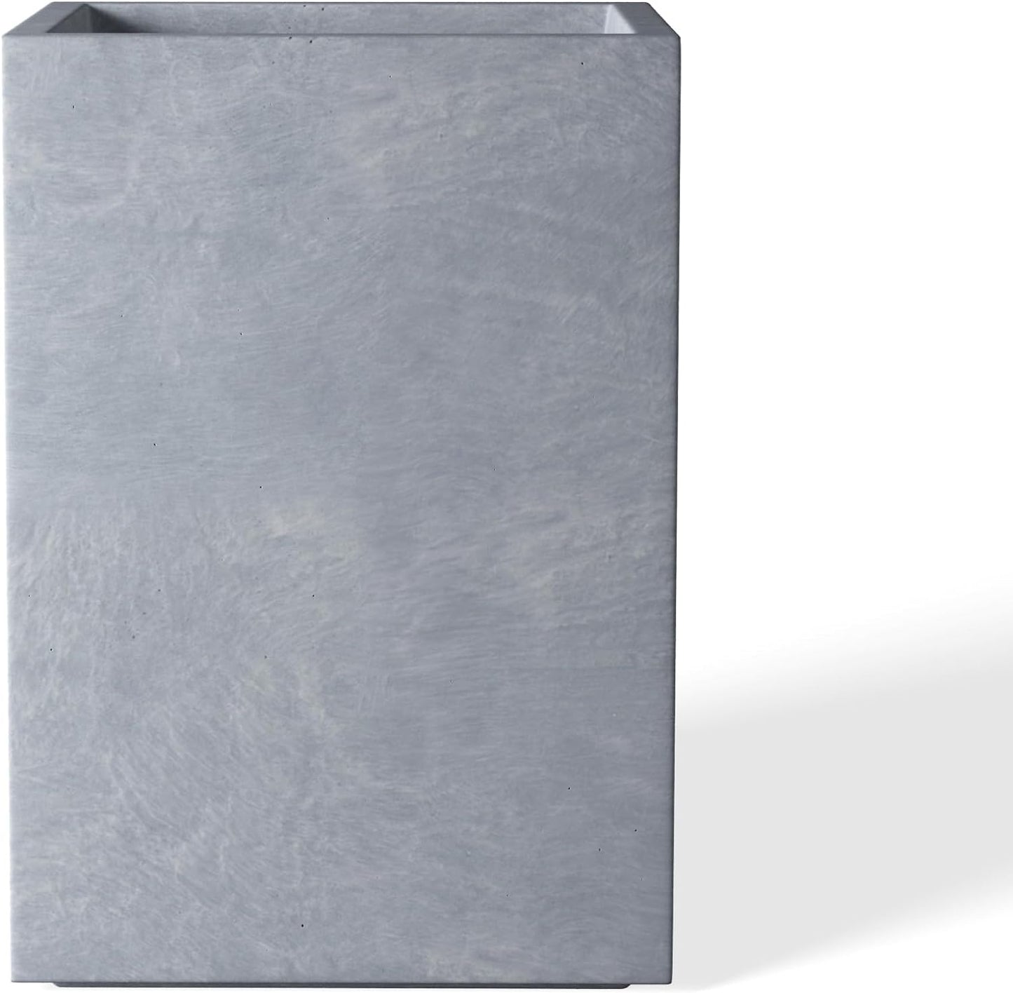 Kante 18.5" H Tall Rectangular Concrete Planters, Outdoor Indoor Lightweight Plant Pots with Drainage Hole and Rubber Plug, Modern Style for Home Garden Patio, Slate Gray