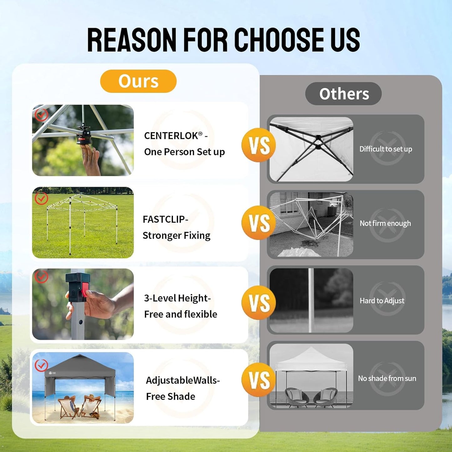 CROWN SHADES 10x10 Pop up Canopy Tent Instant Canopy with 150D Silver Coated Fabric Including 2 Half Sidewalls, 4 Ropes, 8 Stakes, 4 Weight Bags, STO 'N Go Bag, Grey