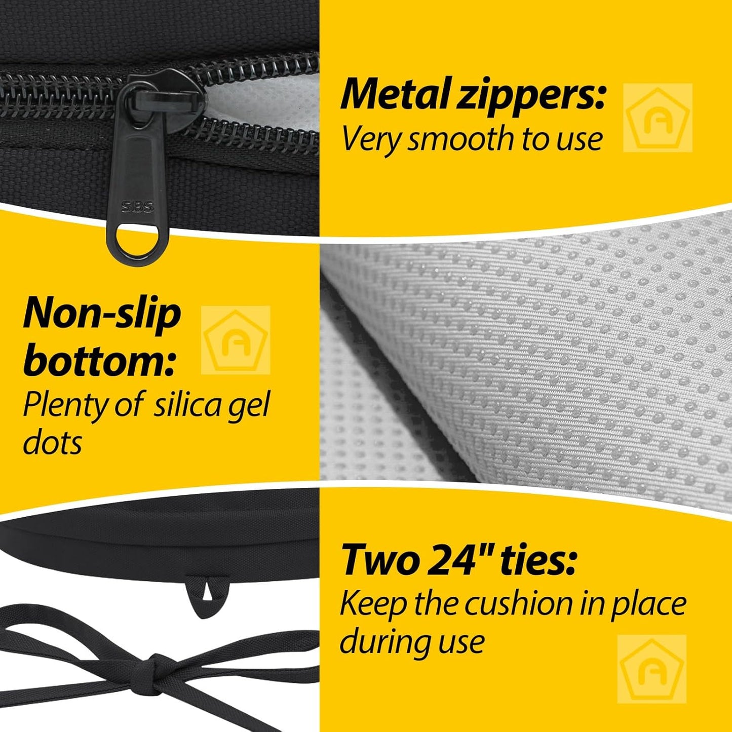 AAAAAcessories Outdoor Seat Cushions for Chairs, Waterproof, Fade-Resistant Patio Furniture Replacement Cushions, 17" x 16" x 2", Set of 2, Black