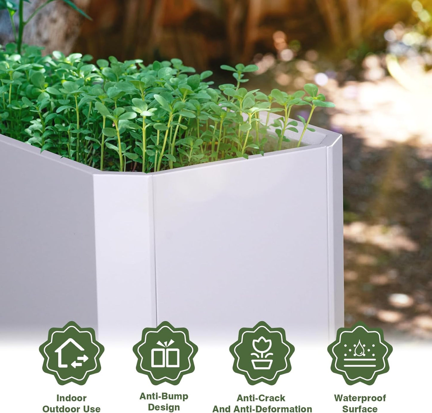 Steel Planter Box-36"x15"x15"-Large Rectangular Planter-Outdoor Indoor-White Matel Planter Box Heavy Duty Commercial Residential for Patio Porch Deck Home Backyard