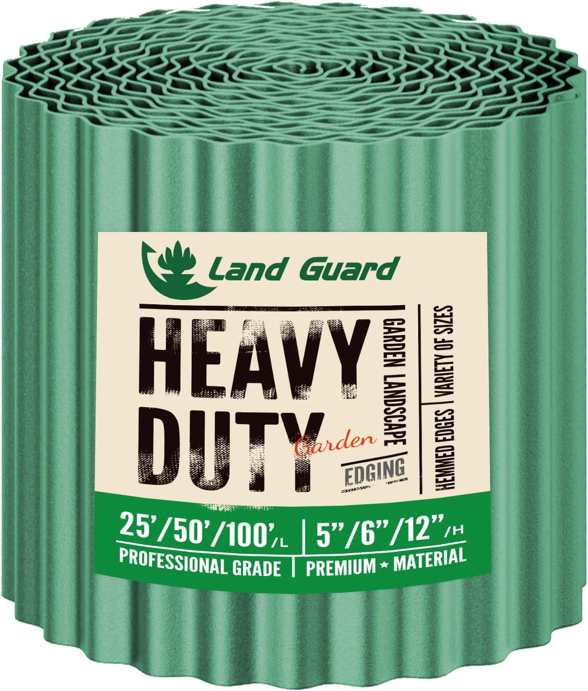 Land Guard Corrugated Metal Garden Edging, 12"×25Ft Steel Landscape Edging, Corrugated Metal Yard Edging Borders, Steel Edging for Landscaping, Garden Fence, Lawn, Flower Bed (Olive-Green)