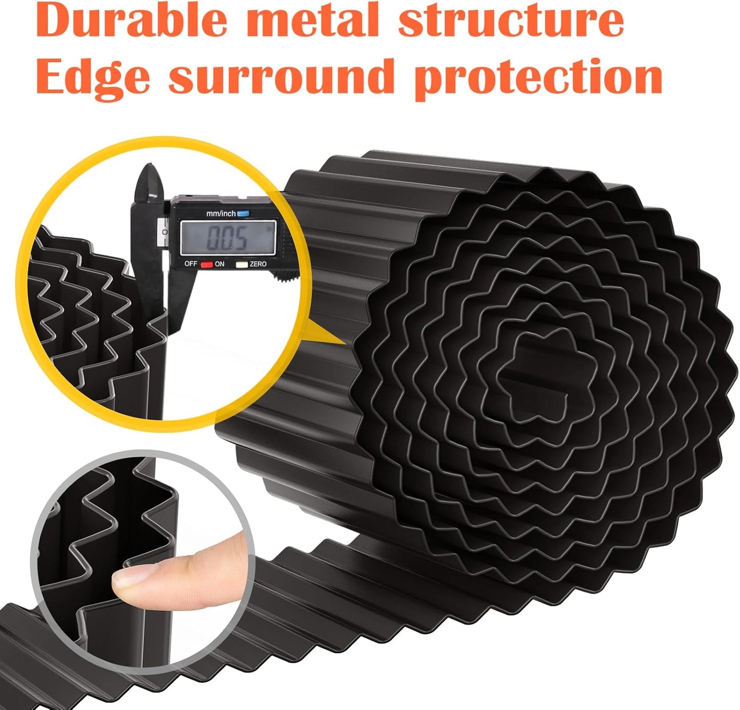 LAVEVE Corrugated Metal Garden Edging 6" x 10Ft, Landscape Edging Border for Lawn, Flower Bed, Garden Fence, Paver Edging (Black)