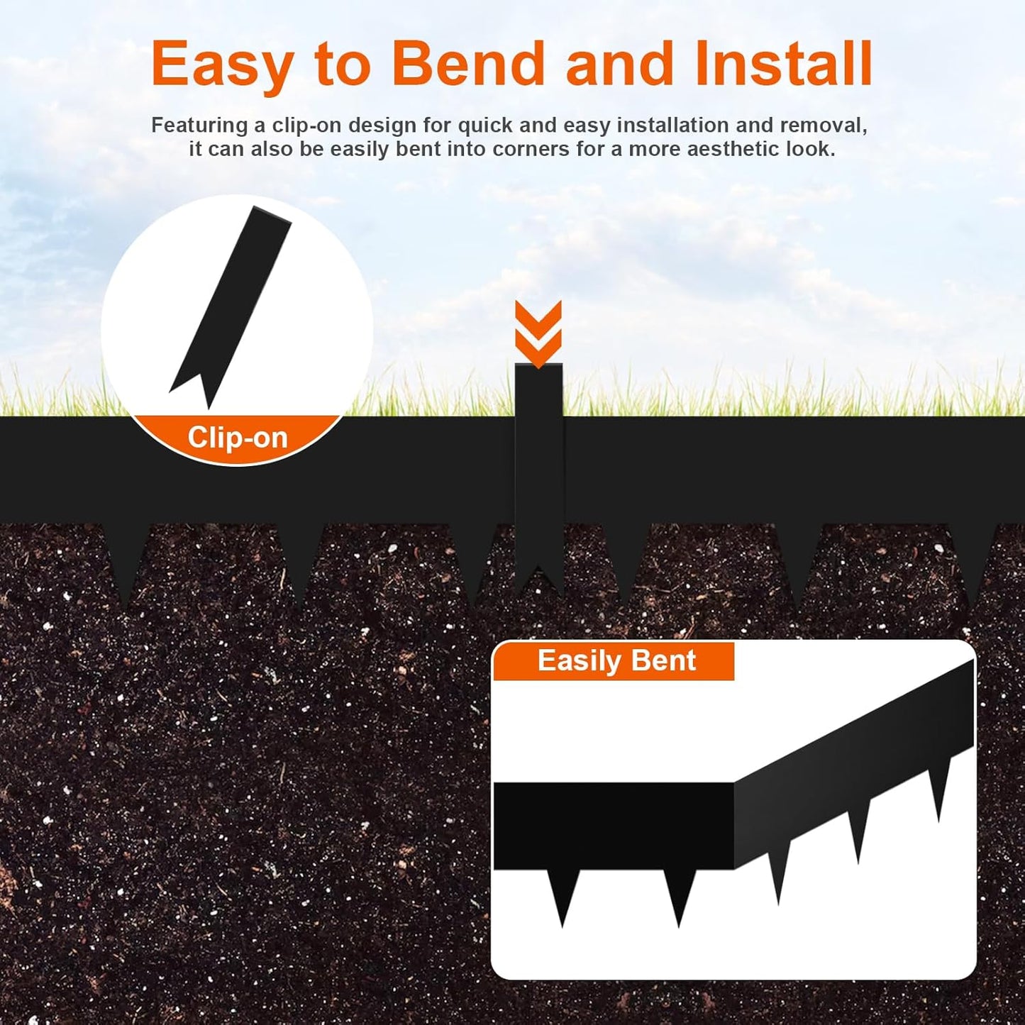 40”L X 6" H Metal Landscape Edging, Heavy Duty Galvanized Steel Garden Edging,10 Pack Garden Edging Border for Lawn, Flower Bed, Yard (Black