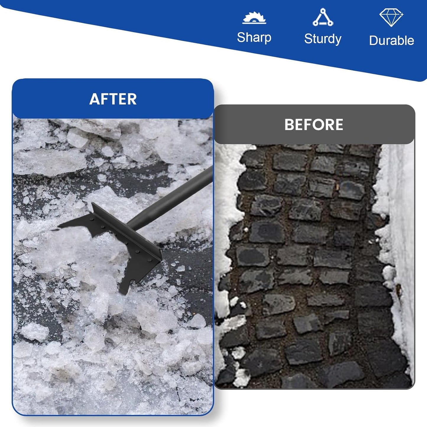 Garden Shovel, Floor Scraper, Ice Scraper, 59 Inch Adjustable Heavy Duty Snow Scraper Long Handle, Garden Flat Shovel for Lawn Edging Weeding Digging Snow Removal and Ice Scraping