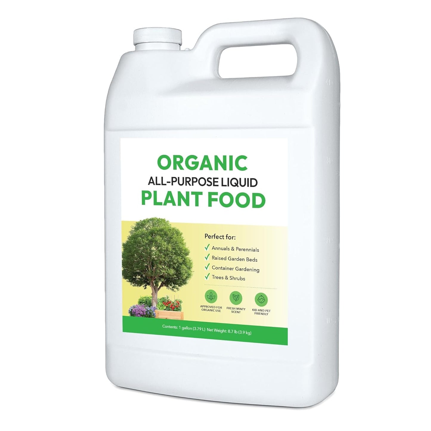 Organic All-Purpose Liquid Plant Food - Use on All Outdoor Plants: Flower Beds, Vegetable Gardens, Container Gardening | Concentrated Liquid Fertilizer Alternative (1 Gallon, Mixes to 128 Gallons)