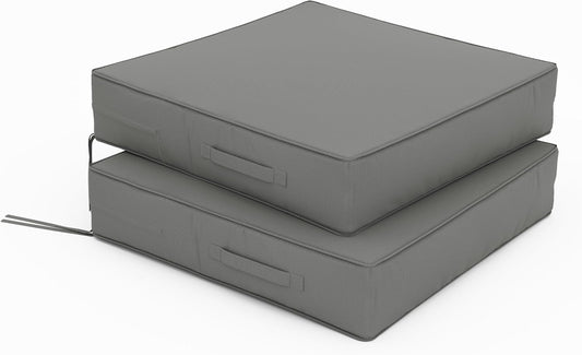 Patio Chair Cushions 24 X 24 X 5 Inch Waterproof Outdoor Seat Cushions for Patio Furniture, Outdoor Sofa Couch Pads with Ties & Handle, Set of 2, Light Grey
