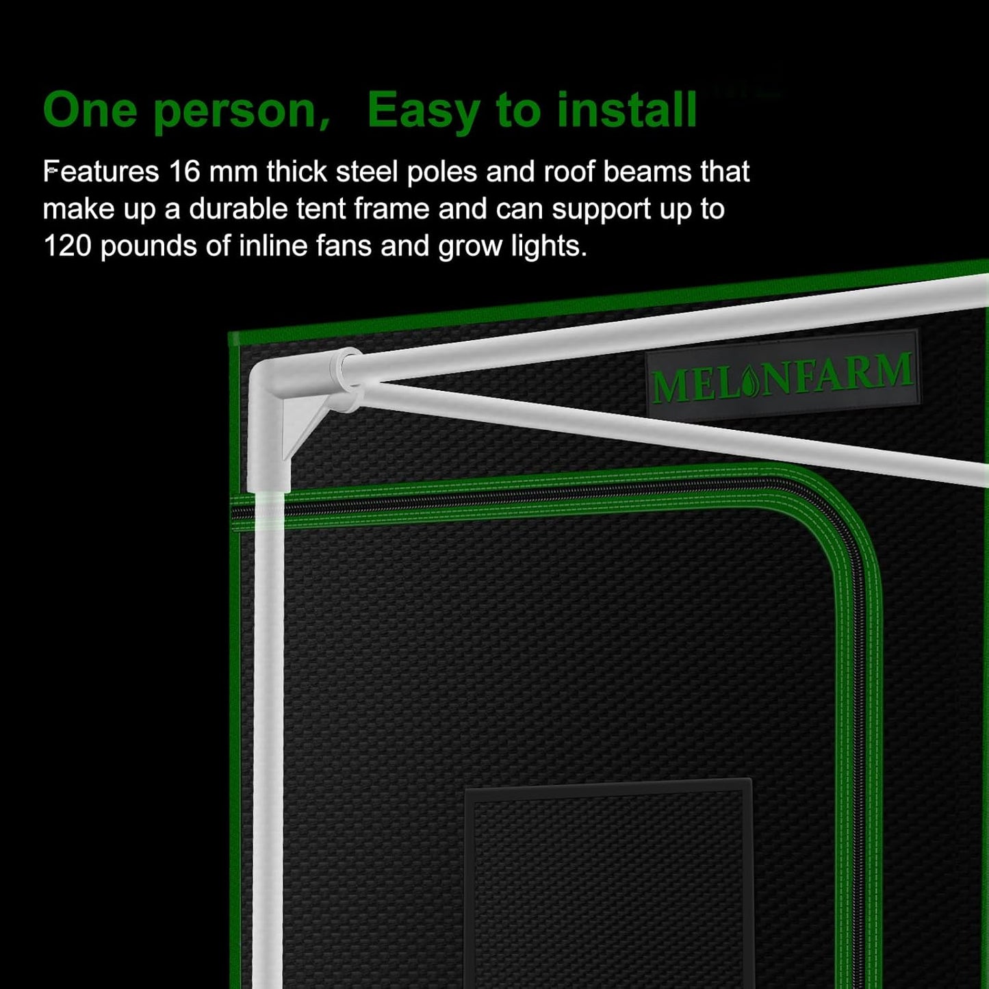 MELONFARM 32"x32"x63'' Grow Tent, High Reflective 600D Diamond Mylar Canvas with Observation Window and Floor Tray for Hydroponic Indoor Plant Growing