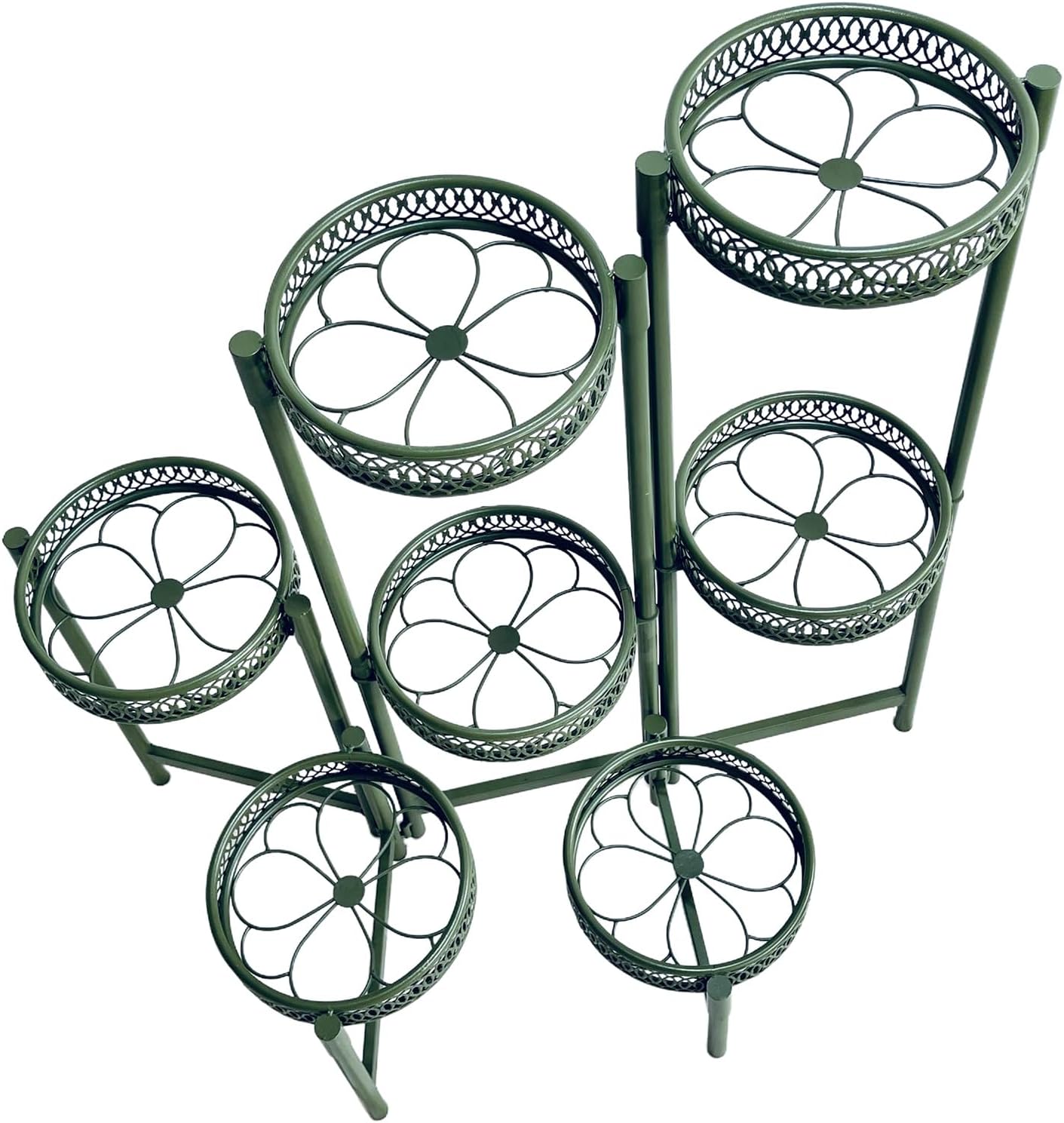 7 Tier Metal Corner Plant Stand Indoor Outdoor, Folding Tall Plant Rack, Heavy Duty Wrought Iron Flower Pot Stand, Planter Display Rack for Living Room Balcony Garden Patio - GreenFlower