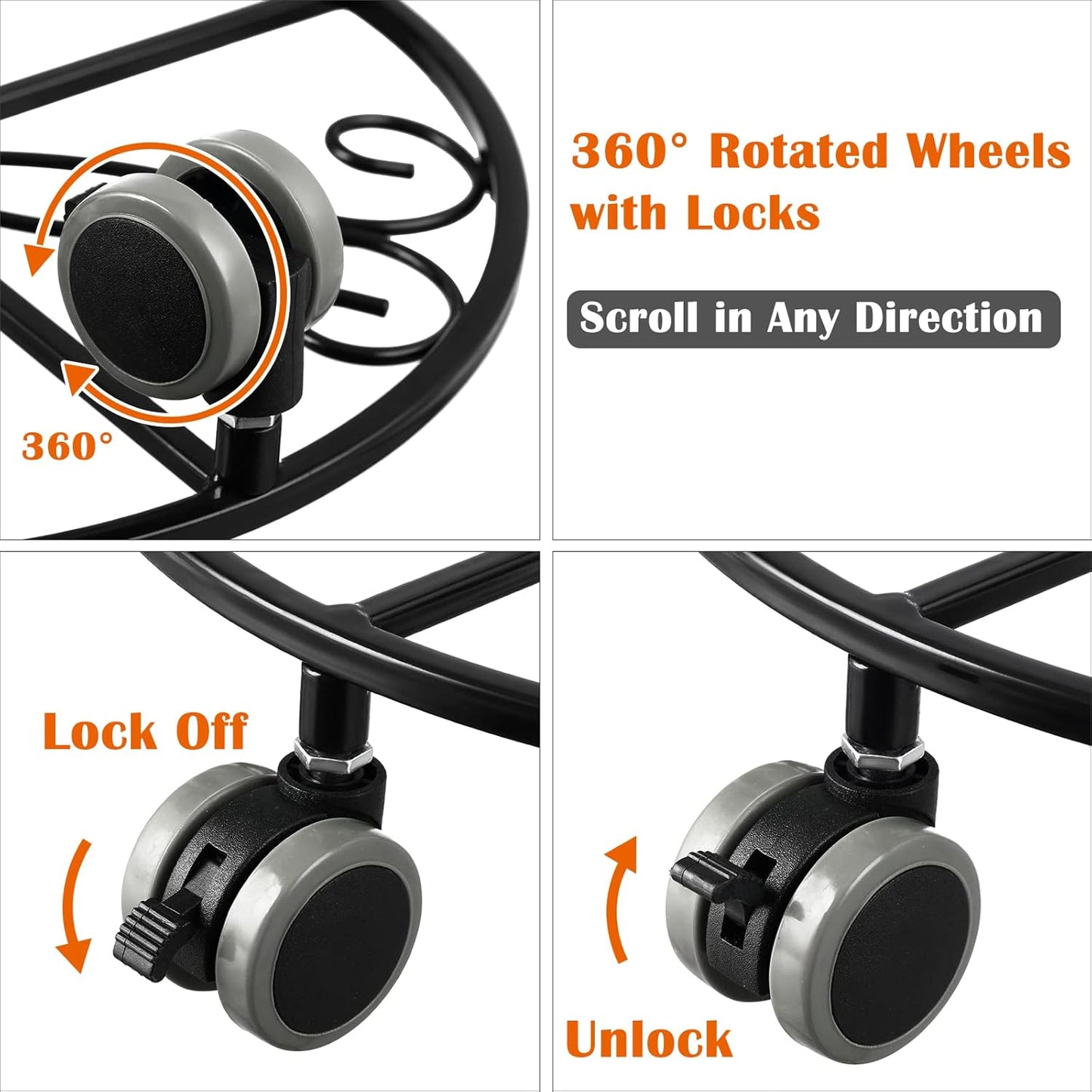 3 Pack Plant Caddy with Wheels Heavy Duty 13.5 Inches Metal Plant Stand with Wheels Plant Dolly Rolling Plant Stand Plant Roller with Casters for Indoor and Outdoor, Bronze