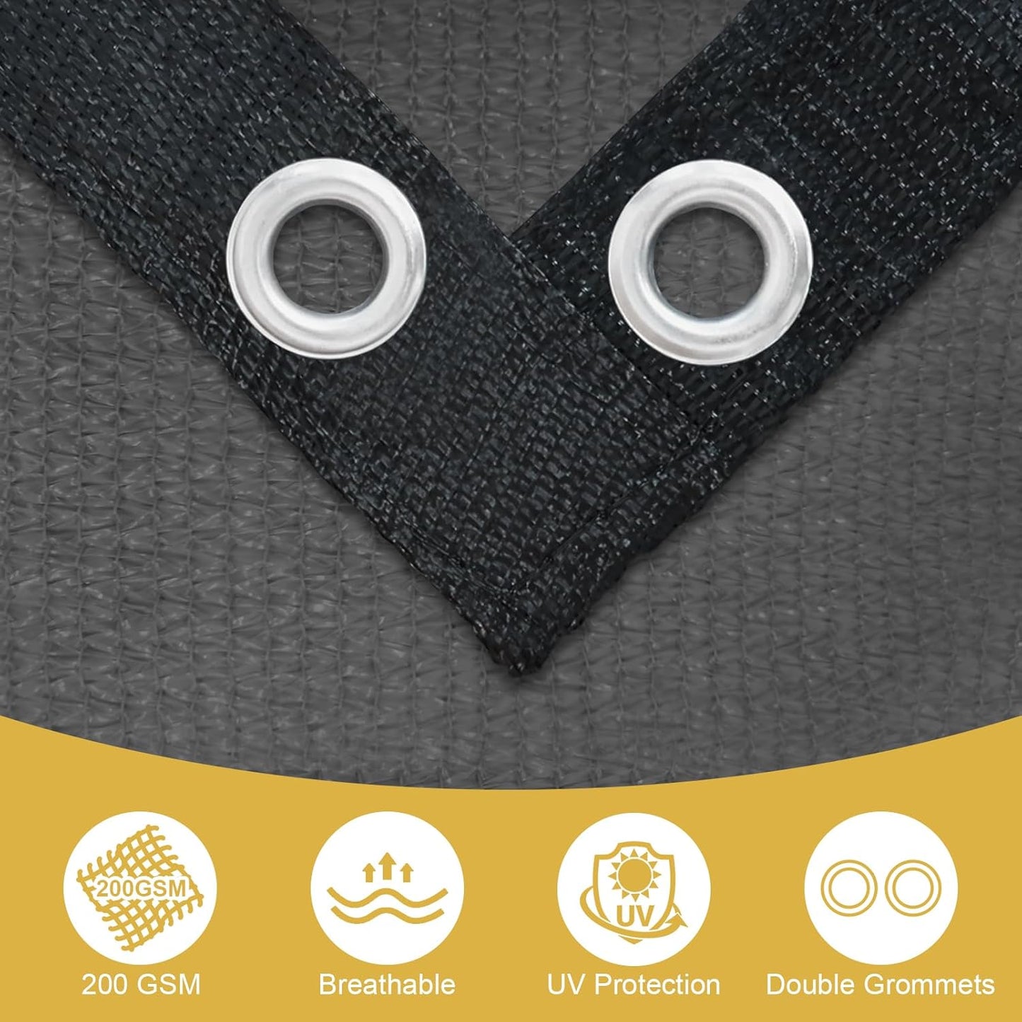 Shade&Beyond 90% Sun Shade Cloth with Grommets, 10' X 20' Pergola Shade Cover Canopy, Mesh Tarp Sun Screens for Patio, Outdoor, Garden, Backyard, Dark Gray