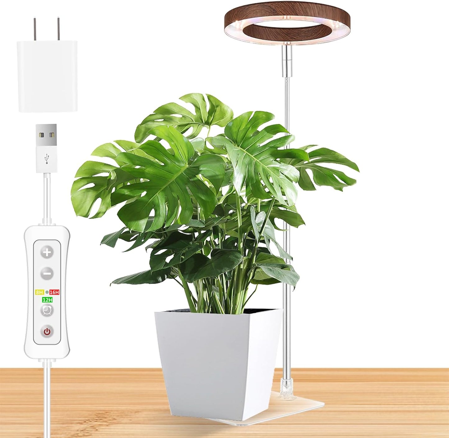 yadoker Plant Grow Light, LED Growing Light Full Spectrum for Indoor Plants,Height Adjustable, Automatic Timer, 5V Low Safe Voltage,Idea for Small Plant Light