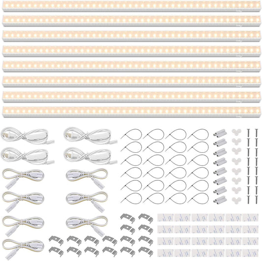 Barrina T5 Grow Lights, Full Spectrum Grow Light, 3ft 128W (8 x 16W, 800W Equivalent), LED Grow Lights for Indoor Plants, Ideal for Indoor Plants, Plant Grow Shelf, Plug and Play, Yellow, 8-Pack