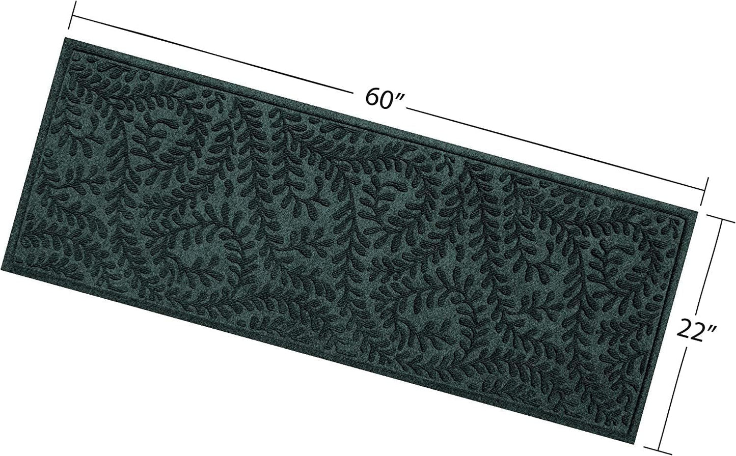 WaterHog Indoor/Outdoor Door Mat, 2' x 5', Made in USA, Durable & Skid-Resistant Front Door Rug, Decorative, Water-Trapping & Heavy-Duty Entryway Floor Mat For Your Home, Boxwood Collection, Evergreen
