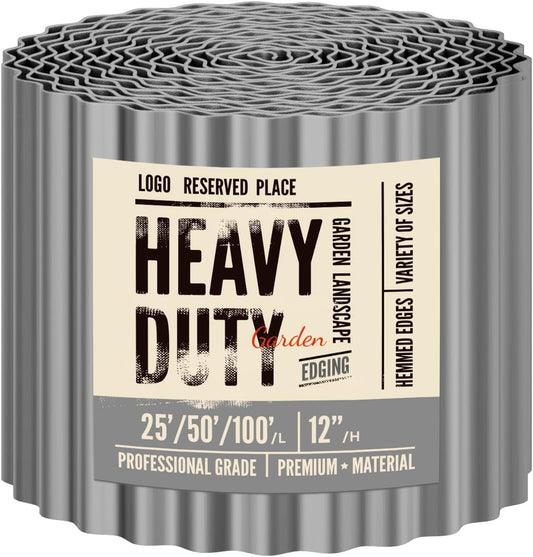 Land Guard Corrugated Garden Edging Border, 12" x 25' Landscape Paver Edging, Tall Landscape Edging, Fence for Garden, Flower Bed, Lawn and Landscape Edging (Grey)