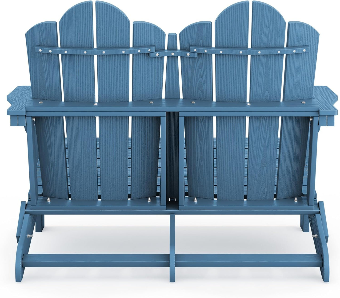 SERWALL Outdoor Folding Adirondack Bench, HDPE All-Weather Adirondack Loveseat, 660 lbs Capacity, Foldable Outdoor Patio Bench for Deck, Lawn, Garden, Navy