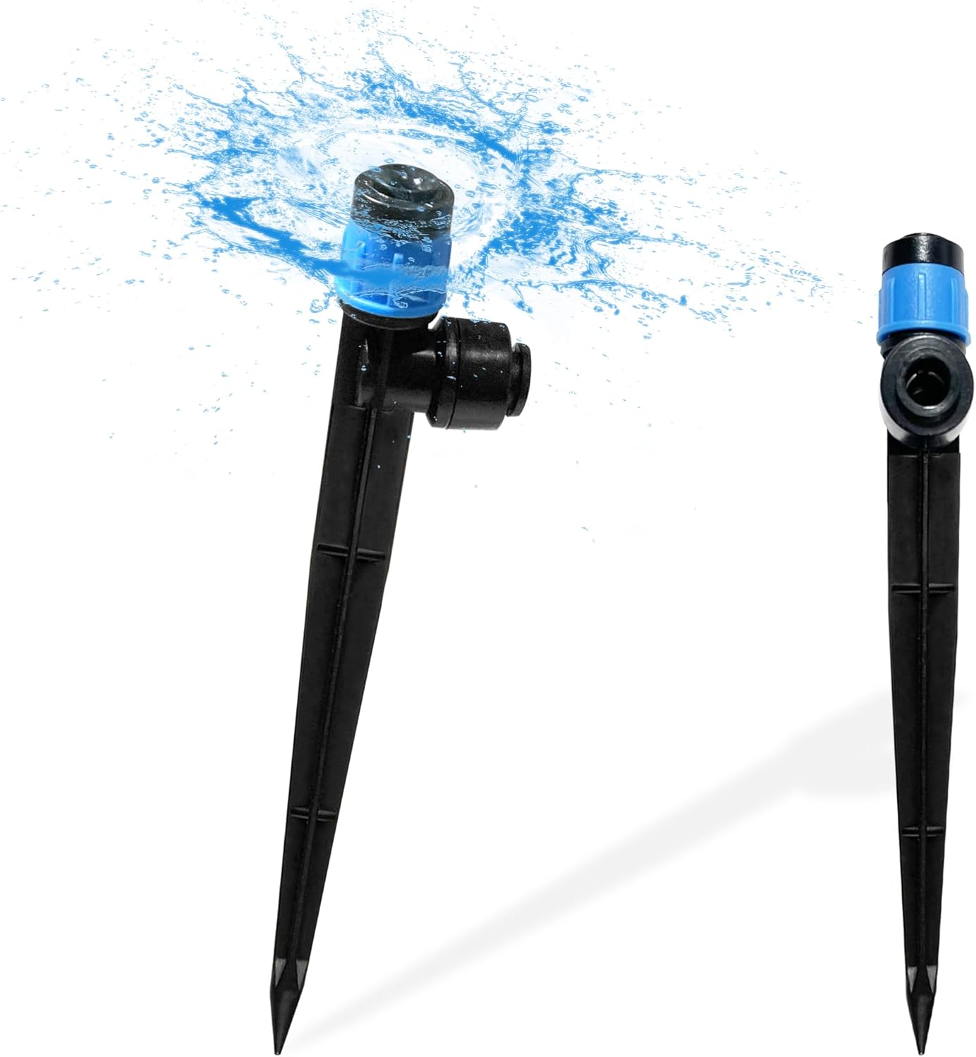 60PCS Push-to-Fit Drip Irrigation Emitters for 1/4 inch Irrigation Tubing, Adjustable 360 Degree Vortex Drip Emitters with Stake, Irrigation Dripper Sprinklers for Drip Irrigation System