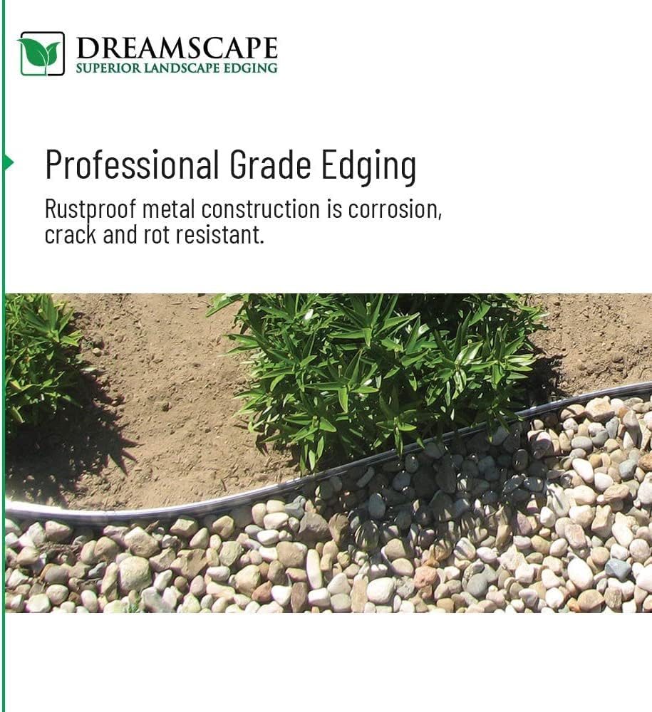 Dreamscape E-Z Edge Aluminum Landscape Edging - 8 Strips, 6ft Each (48ft Total), Bronze - Professional Quality Landscaping Border, Metal Divider for Lawn, Garden, Flowerbed…