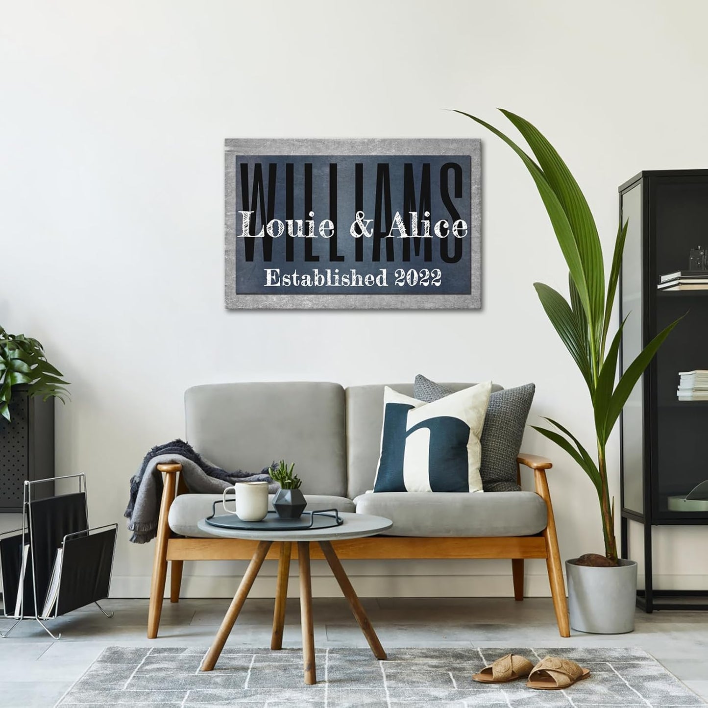 iLOOKLiKE Personalized Last Name Signs with Couple's Names Wall Art Custom Family Established Date Canvas Prints Framed Unique Wedding Anniversary Housewarming Gifts for Home Decor 24×36inch