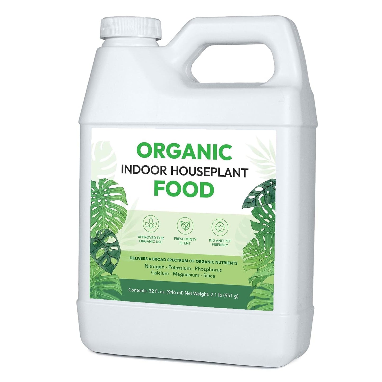 Organic Indoor Houseplant Food - Use on All Live Indoor Plants, Orchids, and Succulents | Concentrated Liquid Fertilizer Alternative (32oz, Mixes to 32 Gallons)