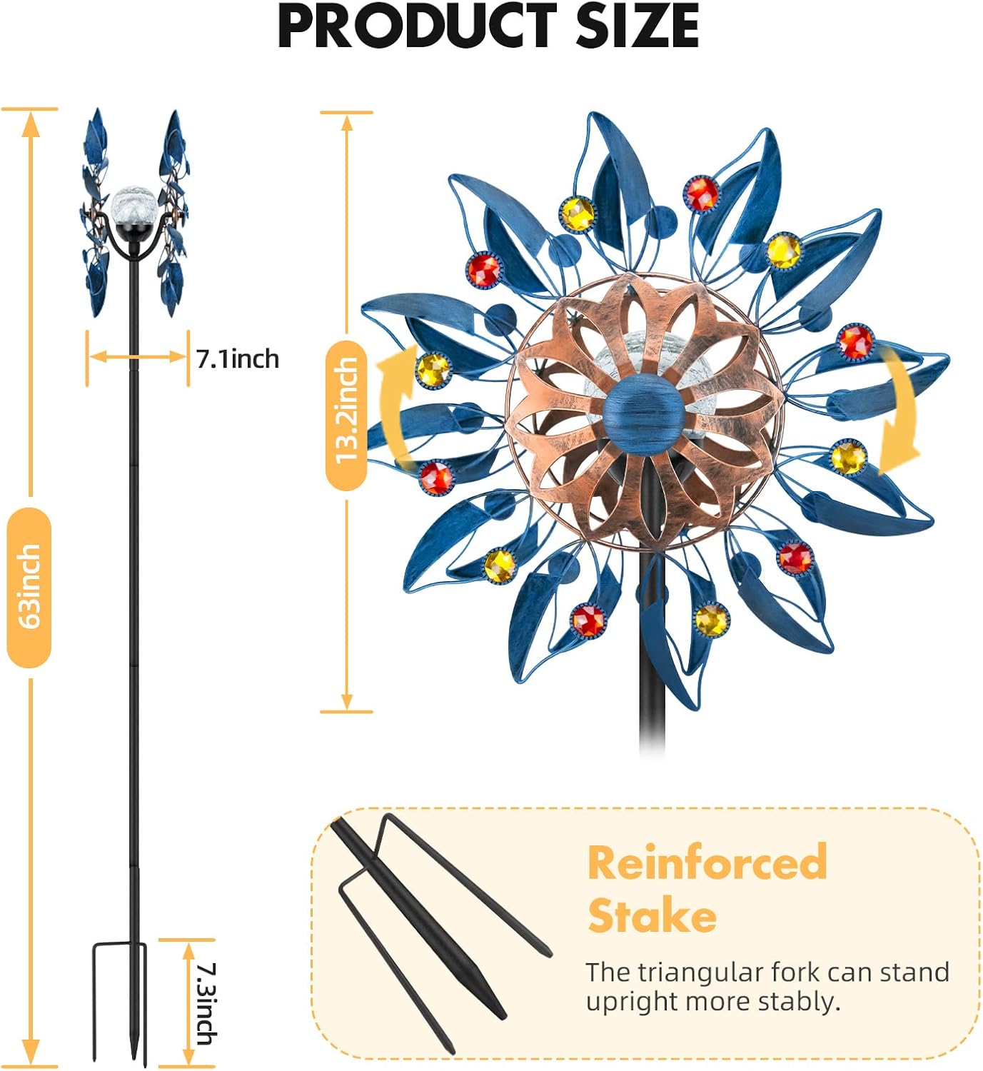 Solar Wind Spinner, Waterproof Outdoor Metal Wind Sculpture for Patio, Lawn & Garden Decor (Retro Spinner)