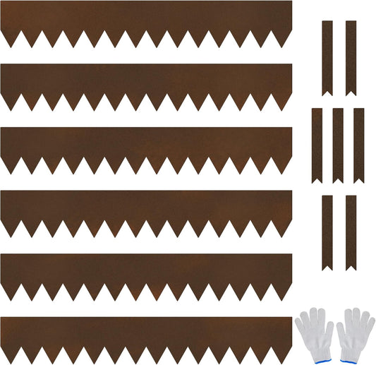 Worth Garden 20ft. Galvanized Steel Landscape Edging - 6-Pack 6.5" x 40" Metal Edging for Landscaping with 7 Stakes, Bronze Powder Coating Hammer-in Lawn Edging for Yard Pathway Divider