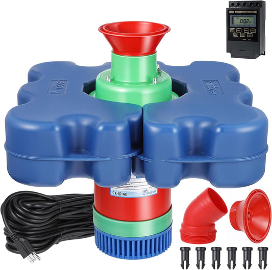 Pond Fountain Aerator with Time Controller-15000 GPH,110V 1HP 750W Floating Fountain Aeration System for Large and Small Ponds,Aerator Water Pump for Outdoor Ponds & Lakes with 15A/100FT Power Cord