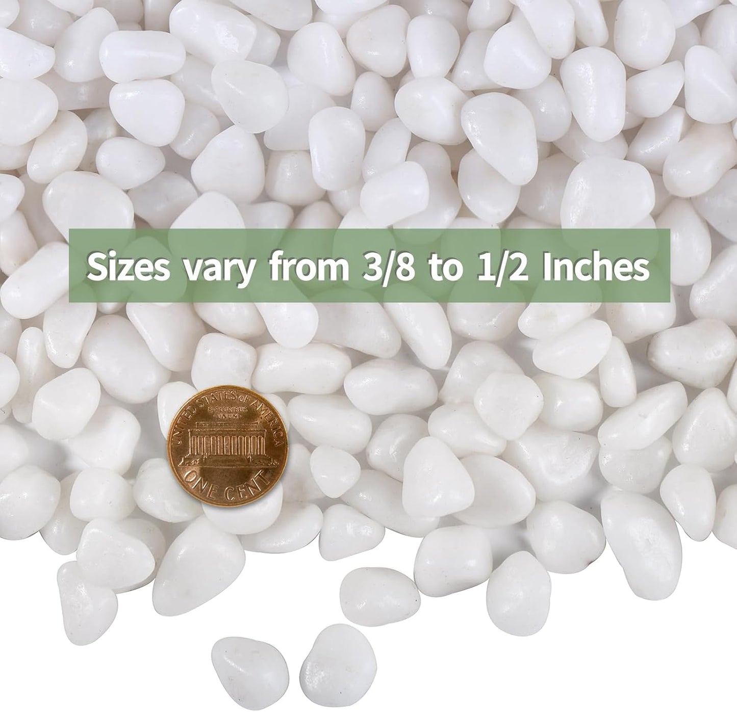 2.2 LB White Pebbles for Plants, 3/8 inch White Rocks for Vases Landscaping, Small Decorative Stones for Indoor Outdoor, Polished