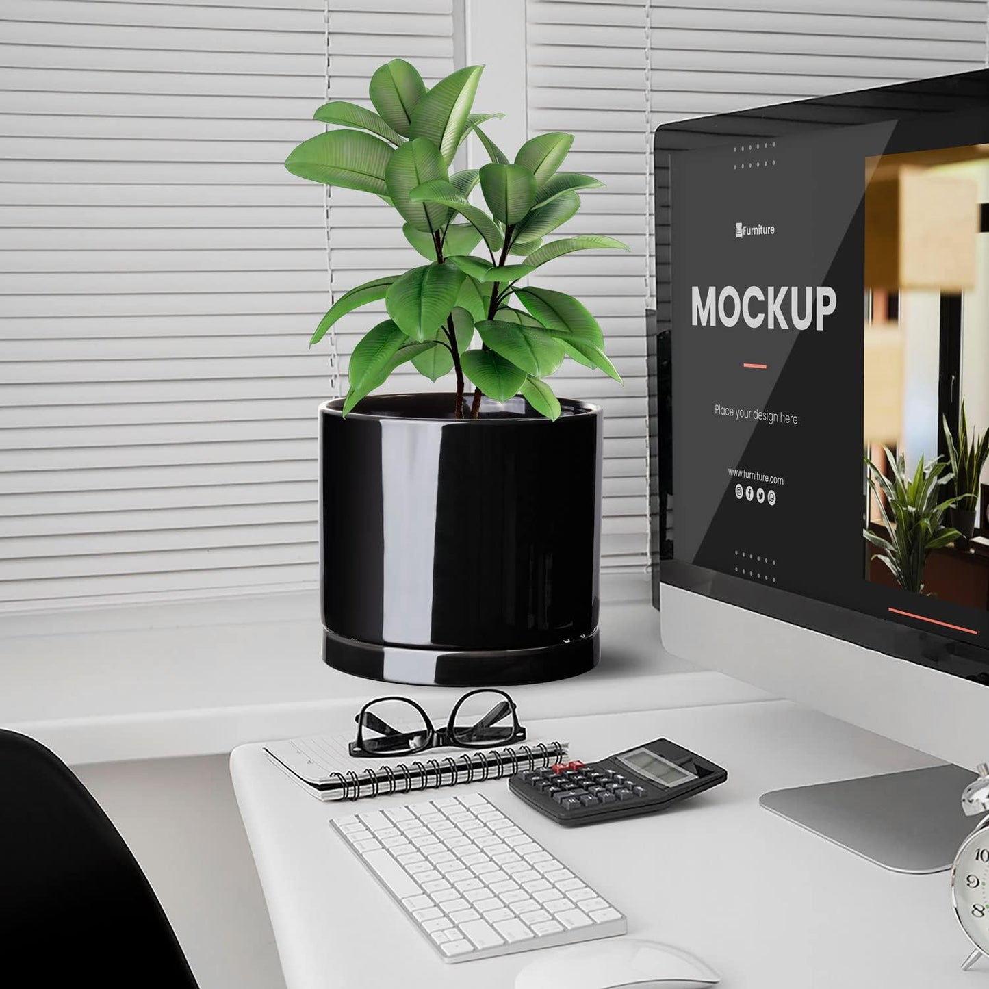 Aveyas 8 inch Ceramic Plant Pot with Drainage Hole and Saucer - Suitable for Indoor and Outdoor Use, Modern Planters for House Garden Flower Tree Snake Monstera Plants (8", Glossy Black)