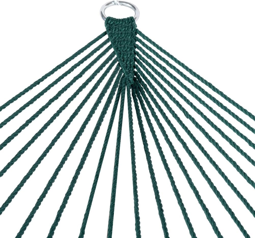 Lazy Daze Hammocks 10.5 FT Double 2 Person Caribbean Rope Hammock, Hand Woven Polyester Hammock with Spreader Bars, for Outside Outdoor Backyard Patio Poolside,450 LBS Capacity, Green