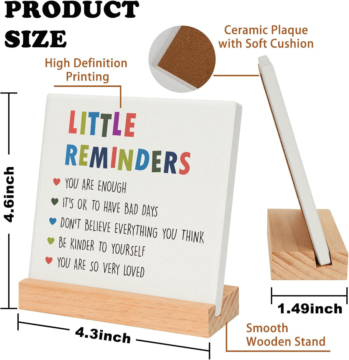 Inspirational Motivational Gifts Little Reminders for women, Positive Mental Health Gifts for Her Teenage Girls Boys, Encouragement Decor Plaque for Office Home