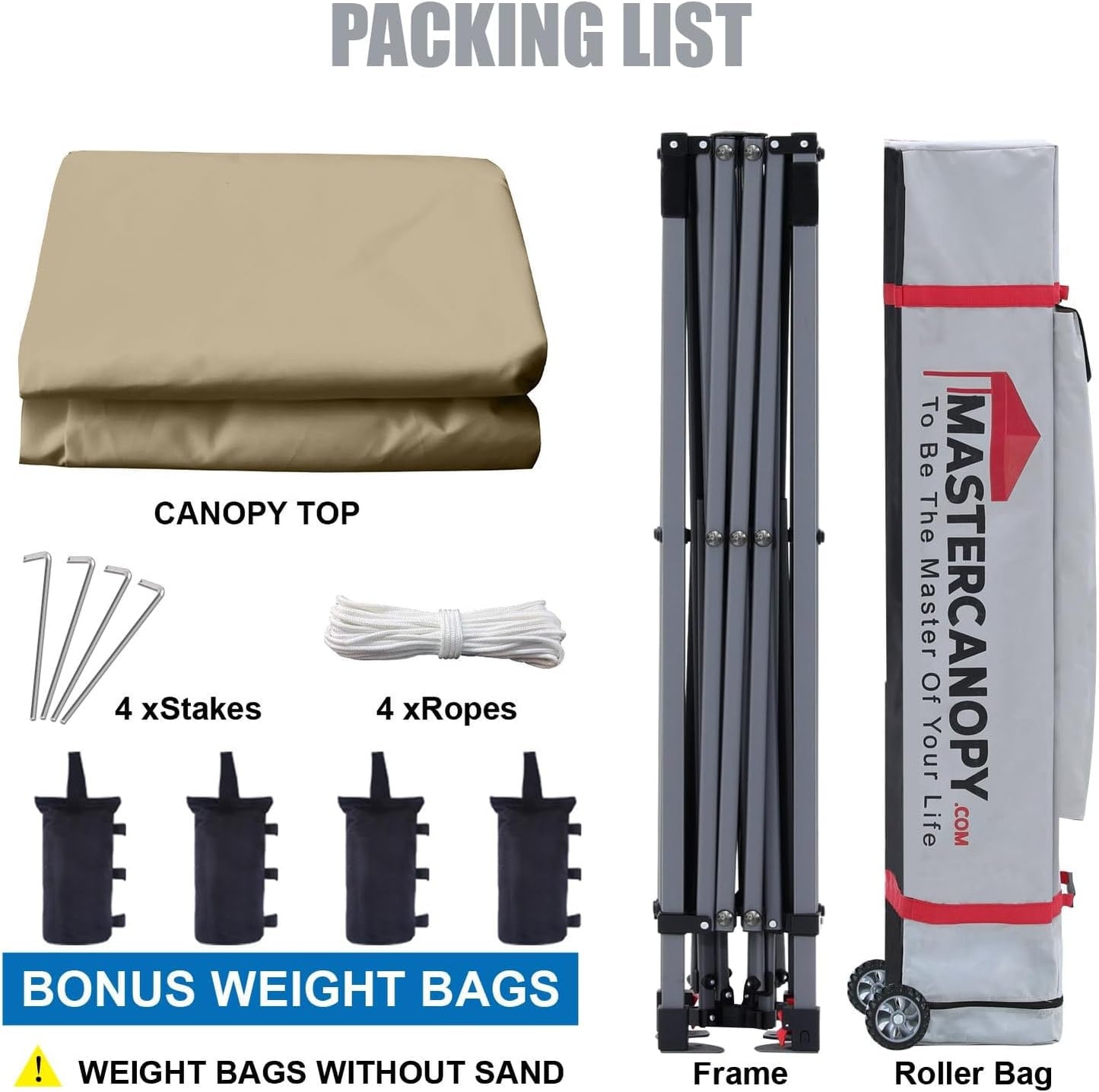 MASTERCANOPY Heavy Duty Pop-up Canopy Tent with Sidewalls (10x10,Beige)