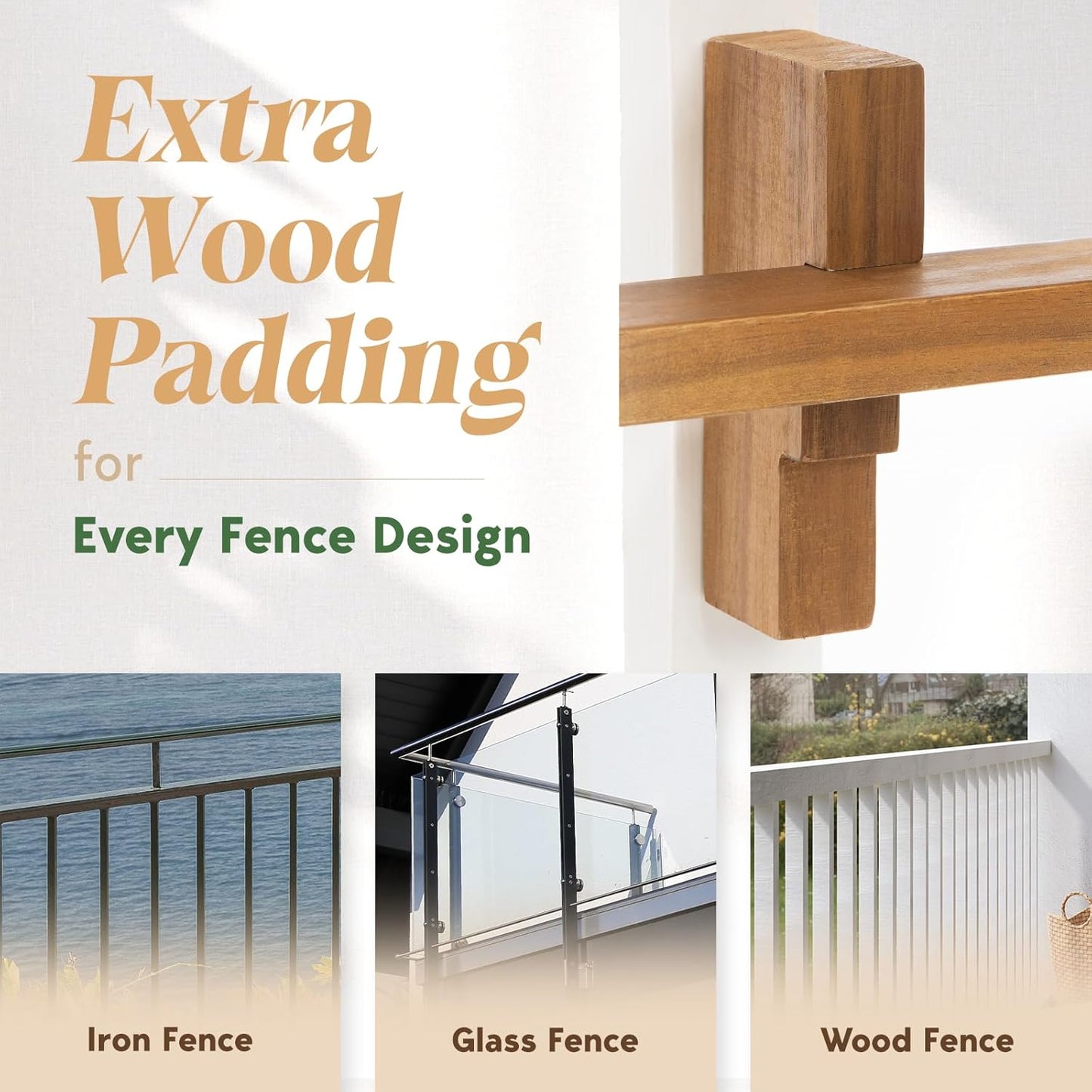 IDZO FSC Acacia Wood Folding Balcony Bar Table for Railings, Adjustable Height & Width, Teak Brush Finish Durable Against Weather, Ideal Spacious Dimension of 27 9/16 x 21 5/8 Inch, Half-Round Design