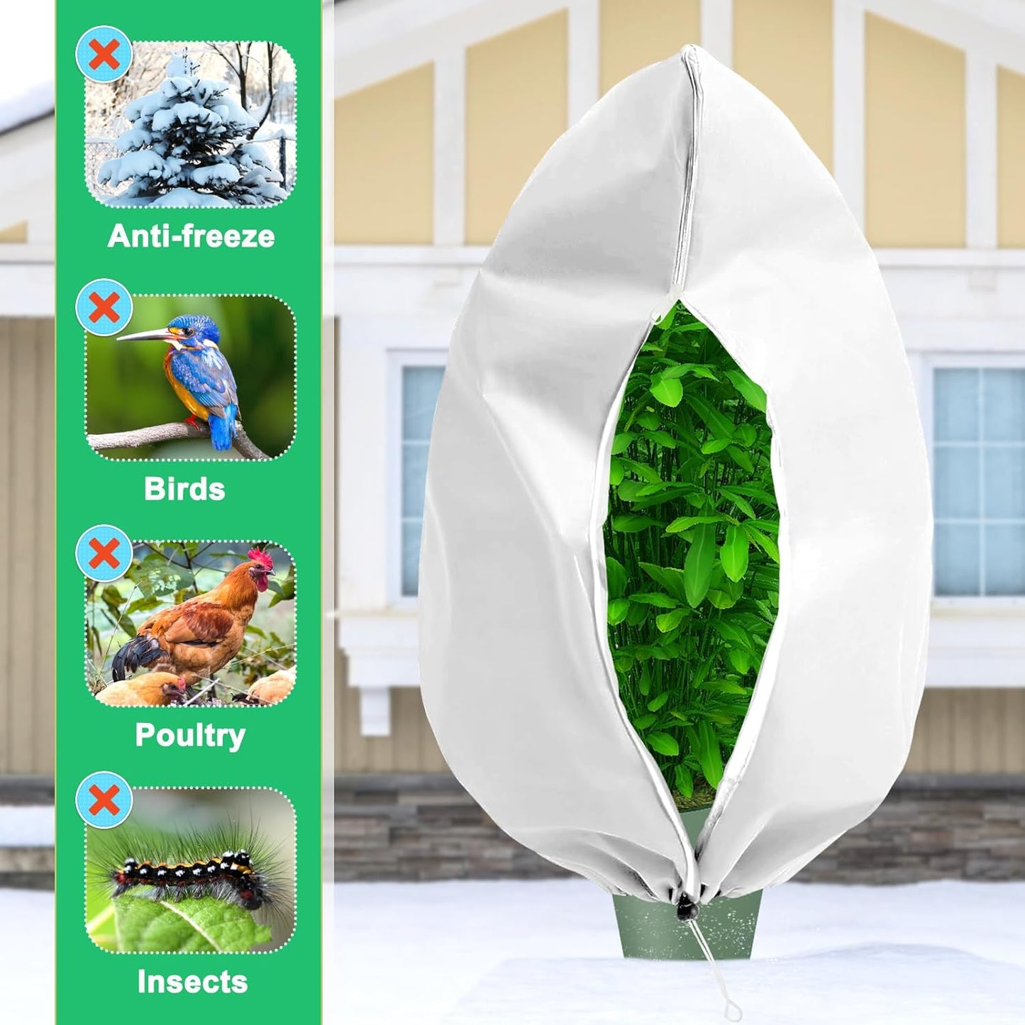 DQS 2 Pack Plant Covers Freeze Protection, 31.4" x47.2" Winter Frost Protection Blankets Frost Cloth,Suitable for Outdoor Winter Frost, Cold Weather, shrubs, Trees, Jackets, and coverings