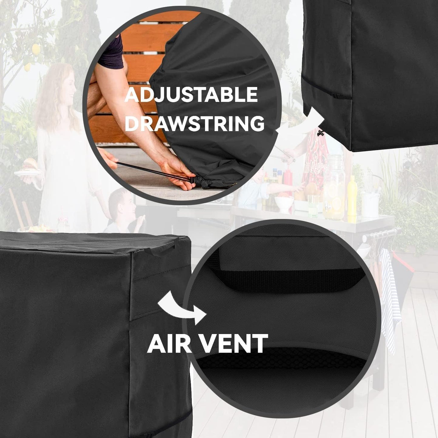 Outdoor Prep Table Cover- Heavy Duty Waterproof Cover for Outdoor Stainless Steel Table,Compatible with 44 inch Outdoor Utility Cart and Storage Cabinet Black