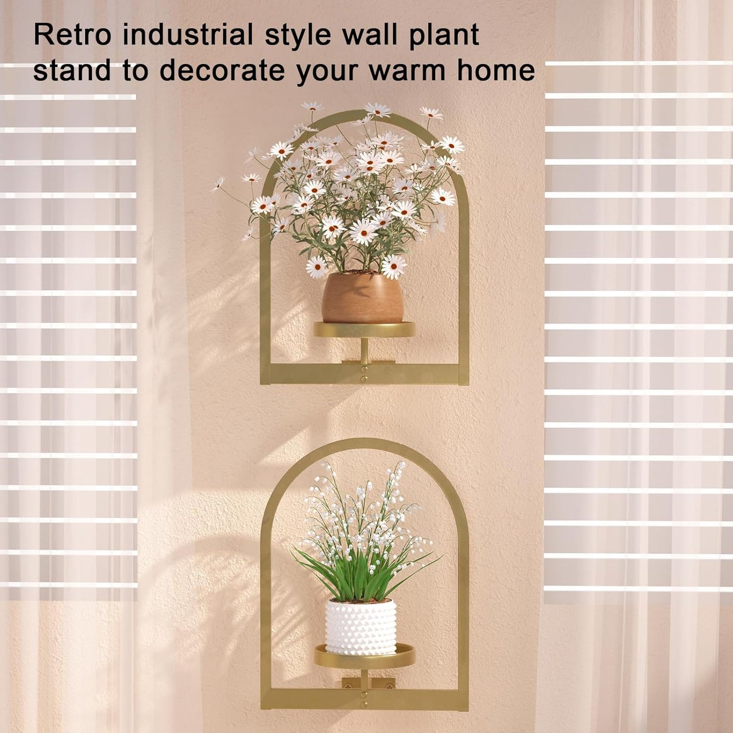 Wall Plant Holder, Wall Planter for Indoor Plants, Window Plant shelves for Multiple Plants Indoor Outdoor, Framed Plant Holder for Home Decor (3 Pack)
