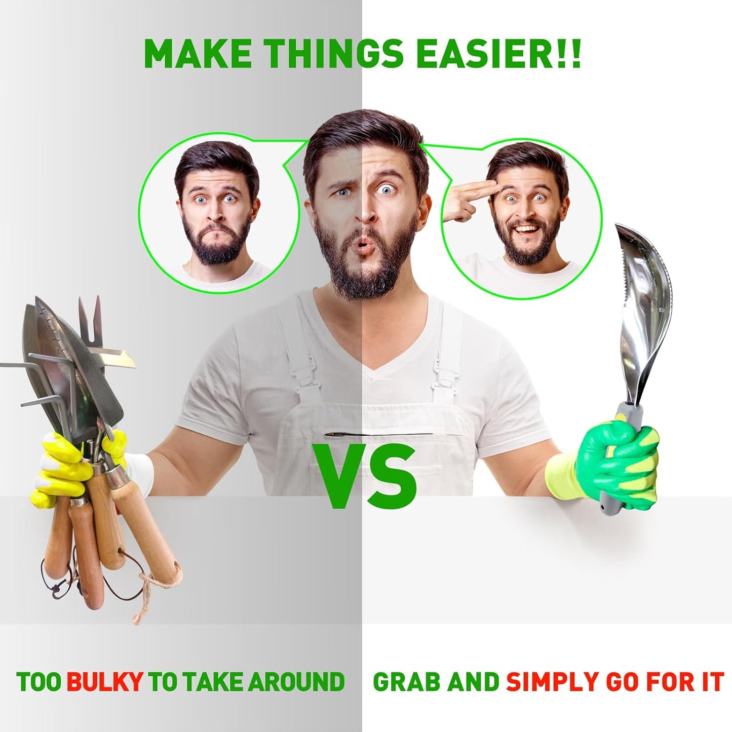 Jardineer 2Pack Garden Trowel, Stainless Steel Hand Shovel with Ergonomic Handle, Multi-Use Soil Scoops for Digging, Planting, Transplanting, Cultivating(Blue)