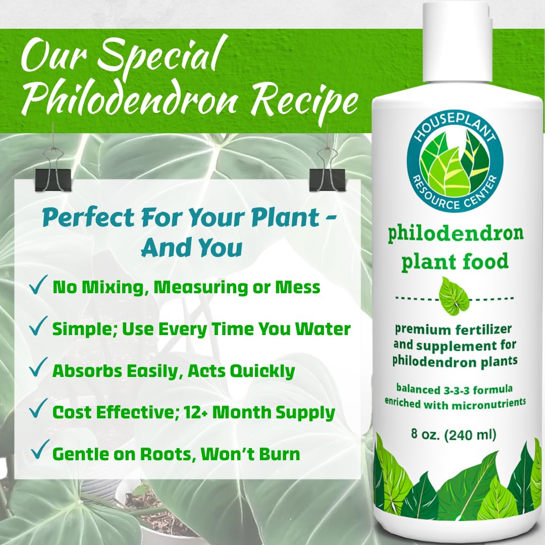 Philodendron Fertilizer – Liquid Plant Food for Strong Roots, Healthy Growth & Lush Foliage | 3-3-3 NPK Formula with Sea Kelp, Humic & Fulvic Acid | Essential Nutrients for Tropical Houseplants | 8 oz