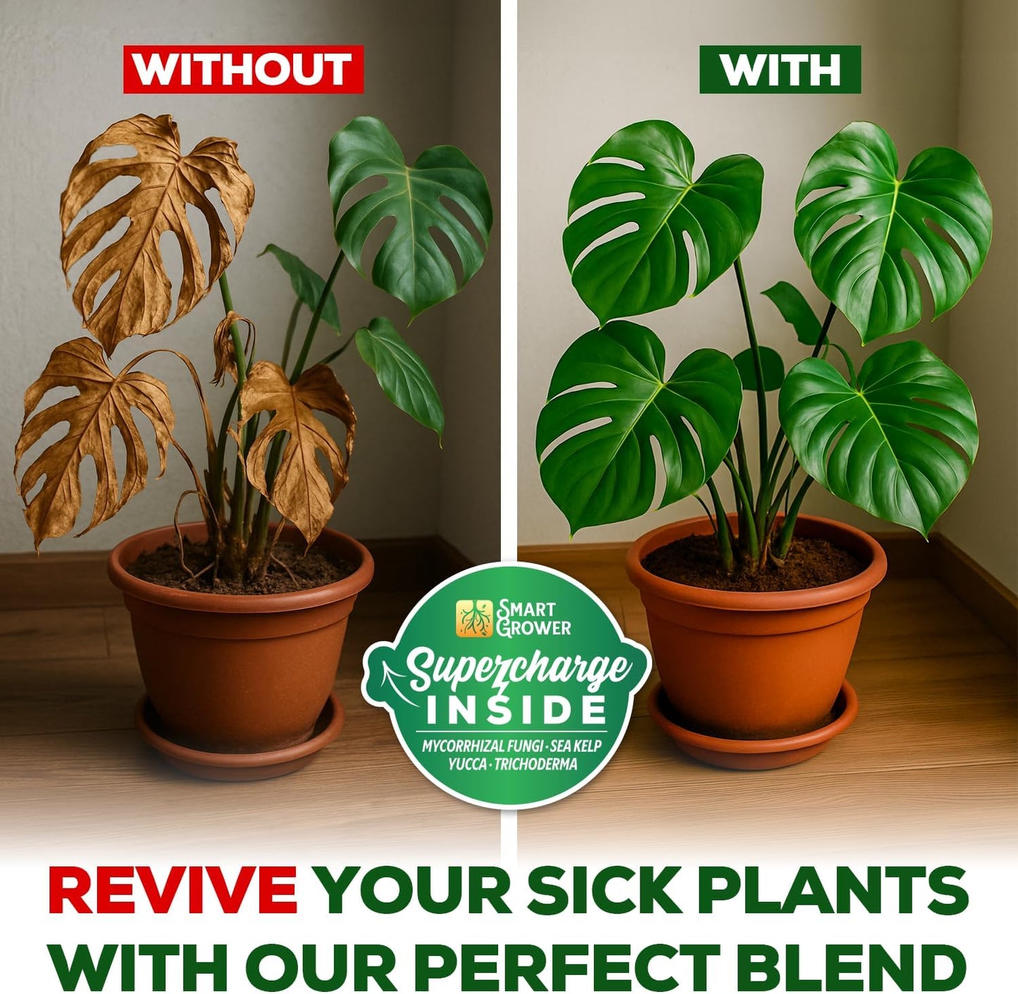 Organic Potting Soil for Indoor Plants. Boost House Plant Growth for Monstera, Fiddle Leaf, Money Tree, Pothos, Snake Plant, Aroid, Flowers, Herbs, Veggies, & More, Smart Grower 3 LB Ready to Plant