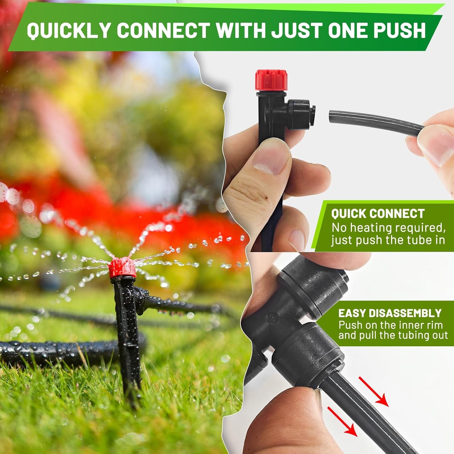 240FT Drip Irrigation System, 2025 Upgraded Quick Connector Irrigation System for Garden, Adjustable Nozzles, Garden Watering System with 1/4" & 1/2" Tubing, Sprinklers for Garden, Greenhouse, Lawn
