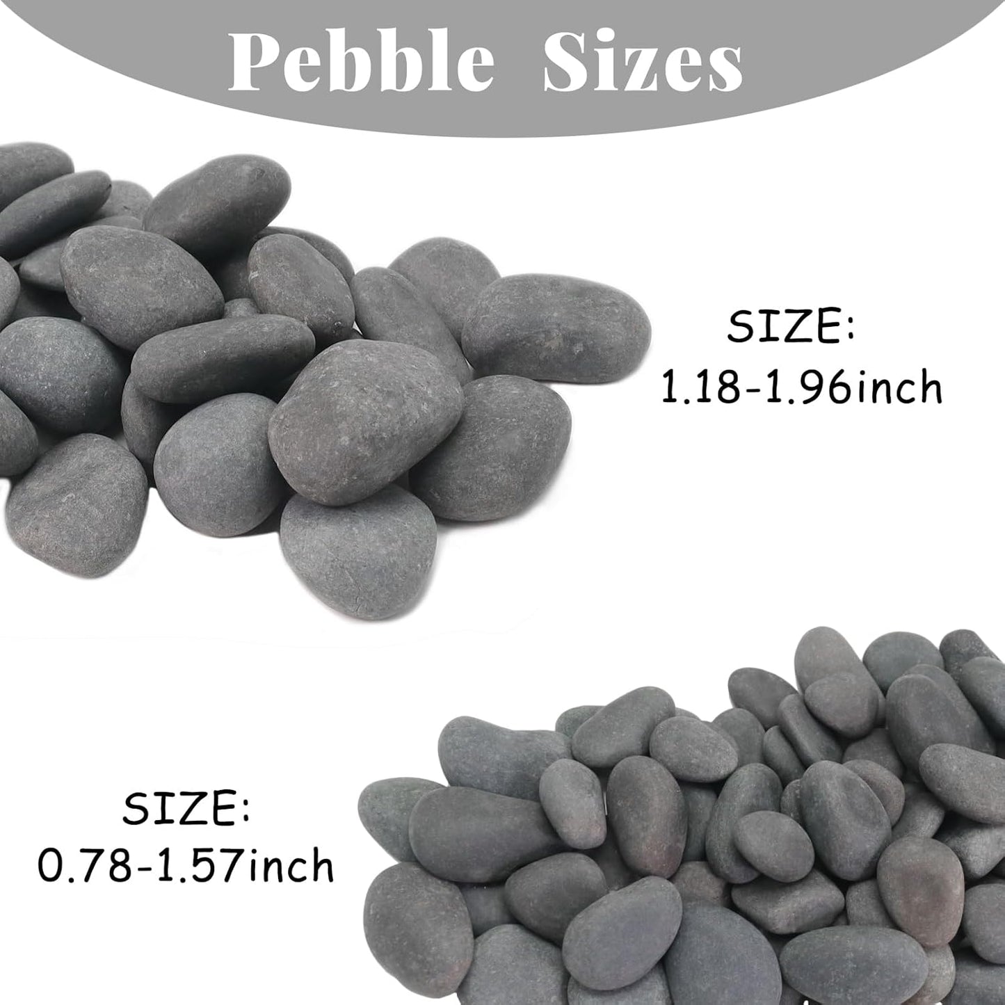 10LB Black Stones Pebbles River Rocks, Natural Beach Pebbles, 1-2" Garden Decorative Stones-1-2 Large Plant Rocks,Ideal for Aquarium, Home Decor