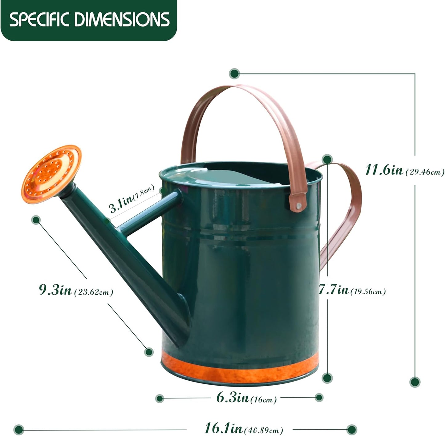 Metal Watering Can for Outdoor and Indoor Plants, Watering Can Decor, 1 Gallon (1 Gallon Green2)