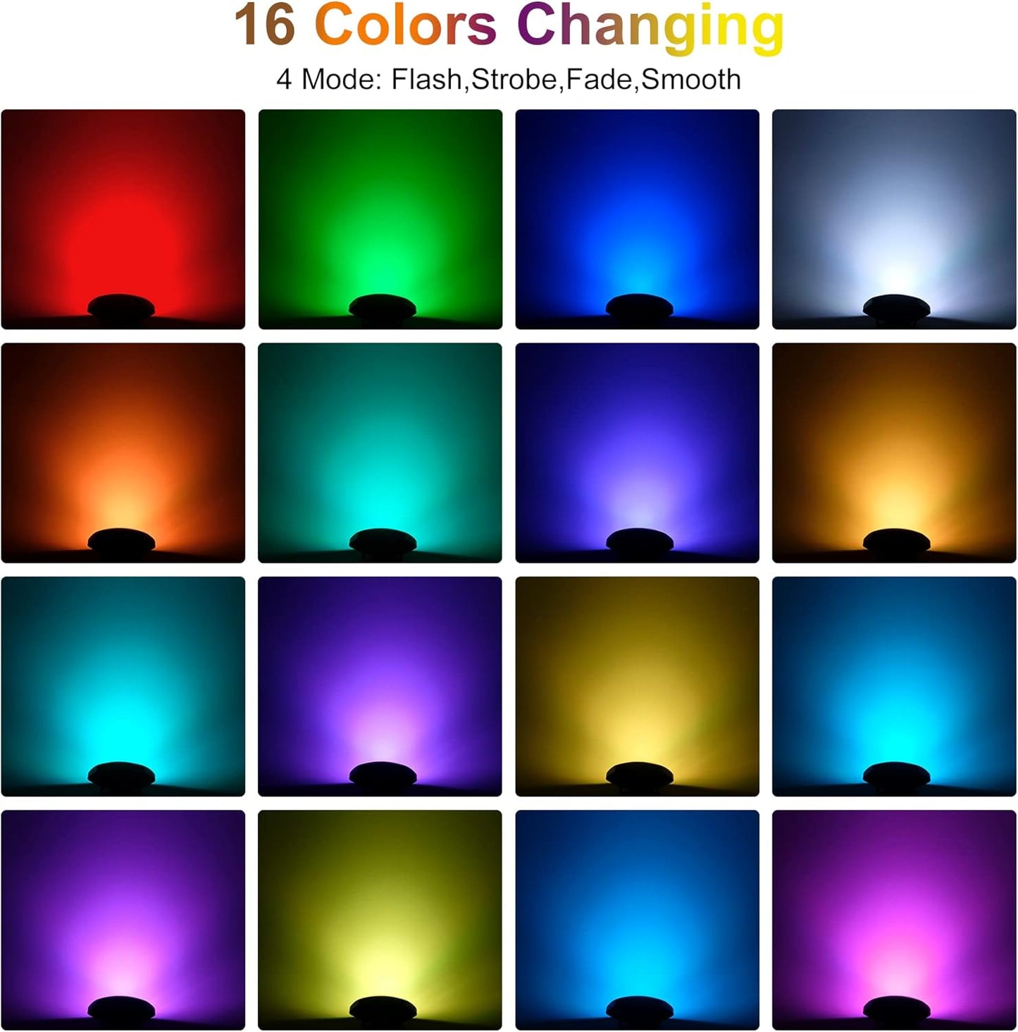 RGBW Pond Lights with Timer, 18 LED Super Bright Underwater Submersible Fountain Lights Color Changing Spotlights, Remote Control IP68 Waterproof for Fish Aquarium Tank Garden Pool (Set of 4)