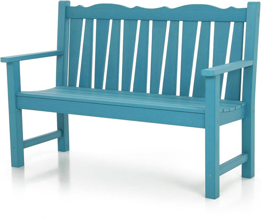 Outdoor Bench Weatherproof, 2-Person Garden Benches for Outdoors, All Weather HIPS Patio Bench Holds up to 800lbs, Never Rot or Fade, Comfort Bench for Porch, Garden, Patio, Backyard and Park