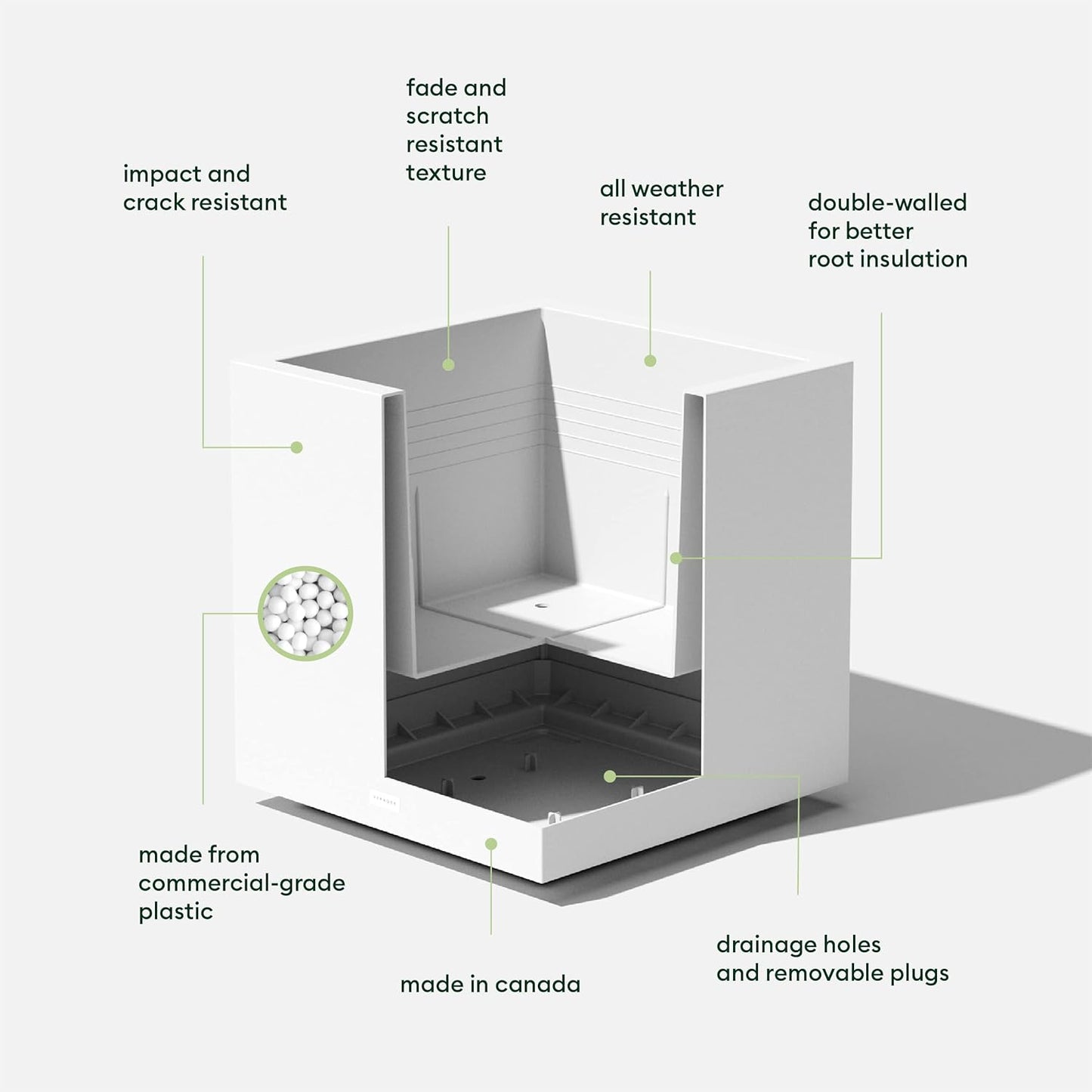 Veradek Block Series Cube Plastic Planter - Large Square Planter for Indoor or Outdoor Patio/Garden | Durable All-Weather Use with Drainage Holes | Modern Décor for Tall Plants, Trees, Flowers