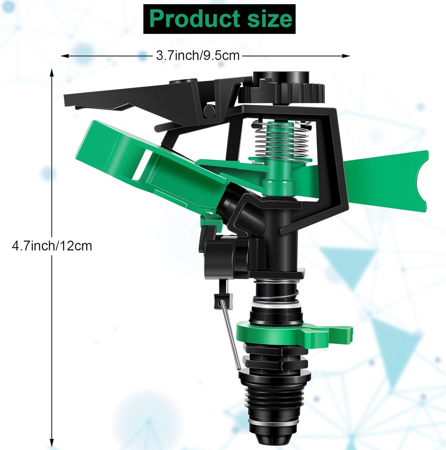 1/2 Inch Plastic Impact Sprinklers Heads Adjustable 0-360 Degree Pulsating Oscillating Watering Sprinkler Head for Garden Law Grass Yard Irrigation Supplies (4 Pieces)