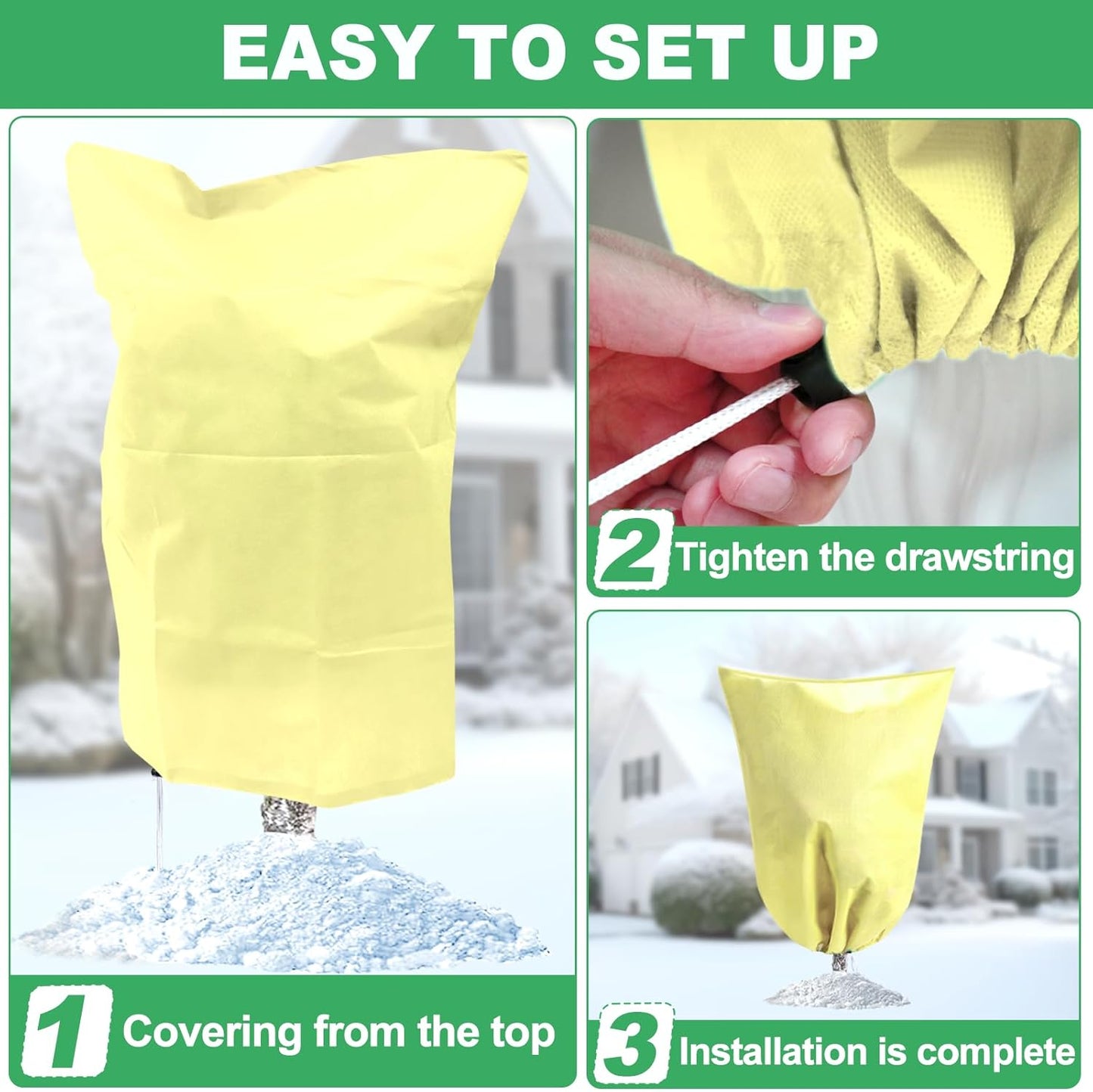 2 Pack Plant Covers for Winter Trees Covers Freeze Protection, 39.3" x 39.3" Frost Covers for Outdoor Plants with Drawstring, Shrub Covers for Winter, Rose Bush Covers for Winter