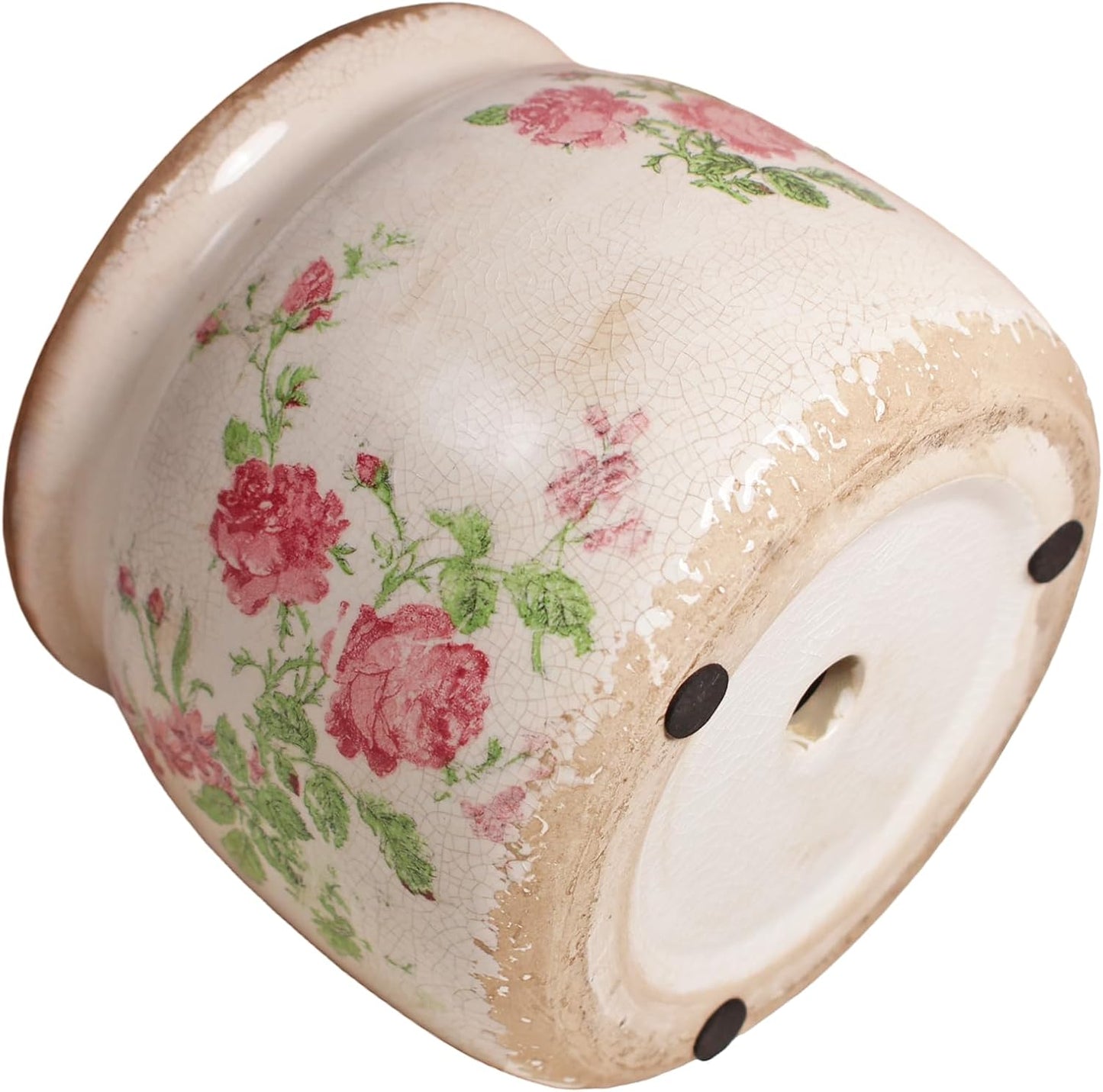 Ceramic Planters for Indoor Plants, Plant Pots with Drainage Hole, 6.29in. Flower Pots for Indoor Plants, Vintage Planters & Succulent Pots, Crackle Glaze Finish Plant Pots, Vintage Floral