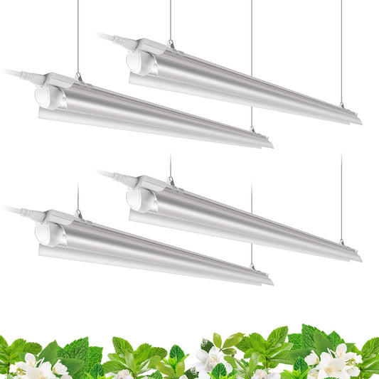 Barrina T8 Grow Lights for Indoor Plants, 4FT Full Spectrum Grow Light, 168W(4 x 42W), Plant Lights for Greenhouse Indoor Growing, V-Shape with Reflector, Linkable, 5000K Daylight White, 4 Packs