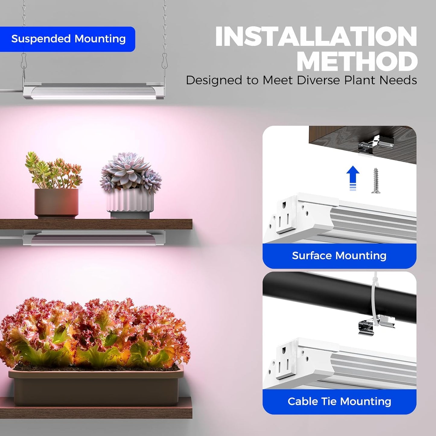 Barrina TX18 1FT LED Grow Light, 18W(90W Equivalent), High PPFD, Super Bright, Full Spectrum Grow Lights for Seed Starting, Greenhouse, Vegetables, Plant Shelves with On/Off Switch, Linkable, 1 Pack